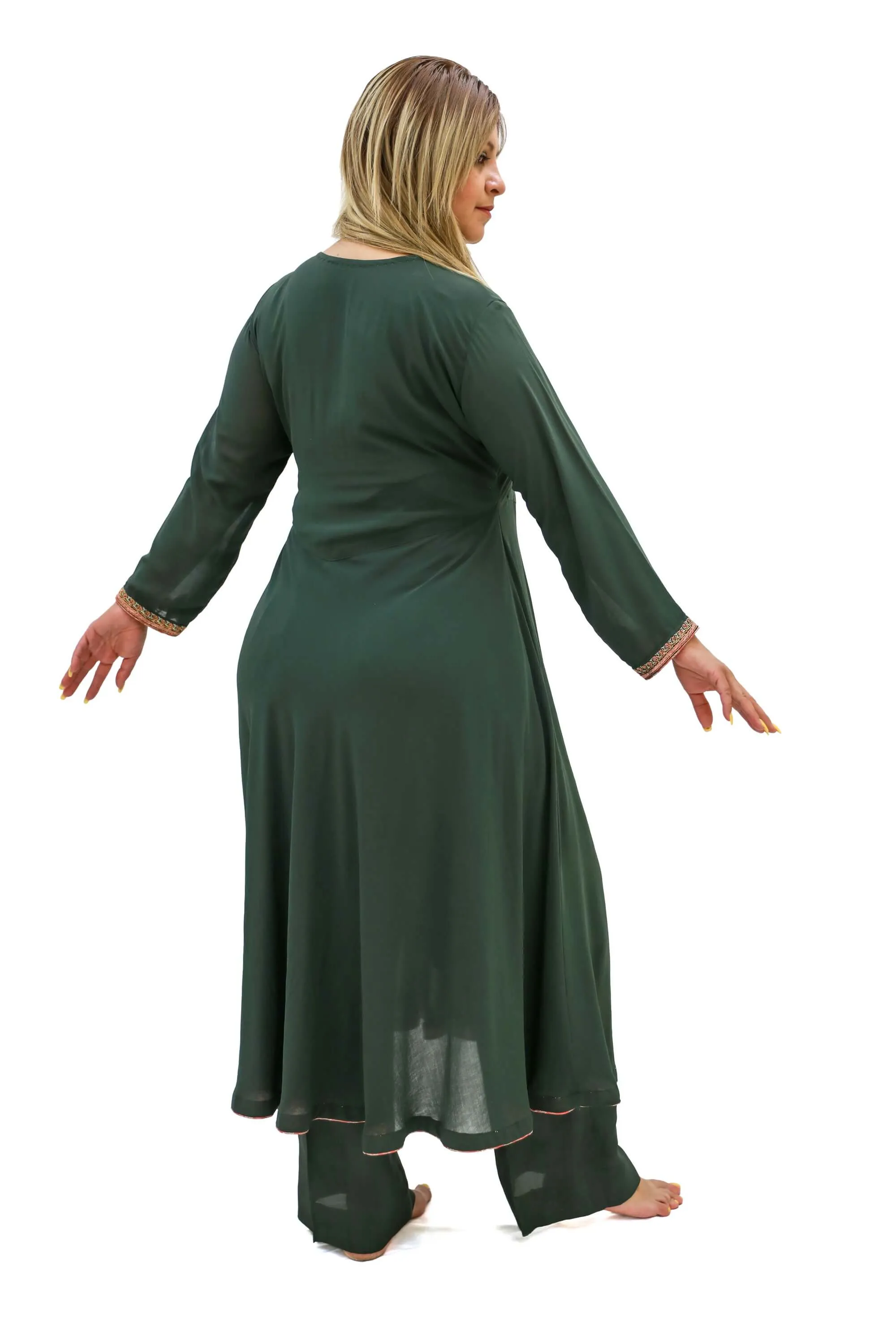 Green Chiffon Salwar Kameez - Kashmir Suit