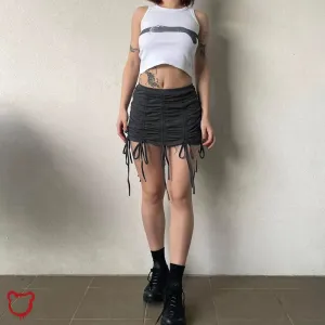 Grunge Tie High Waist Skirt