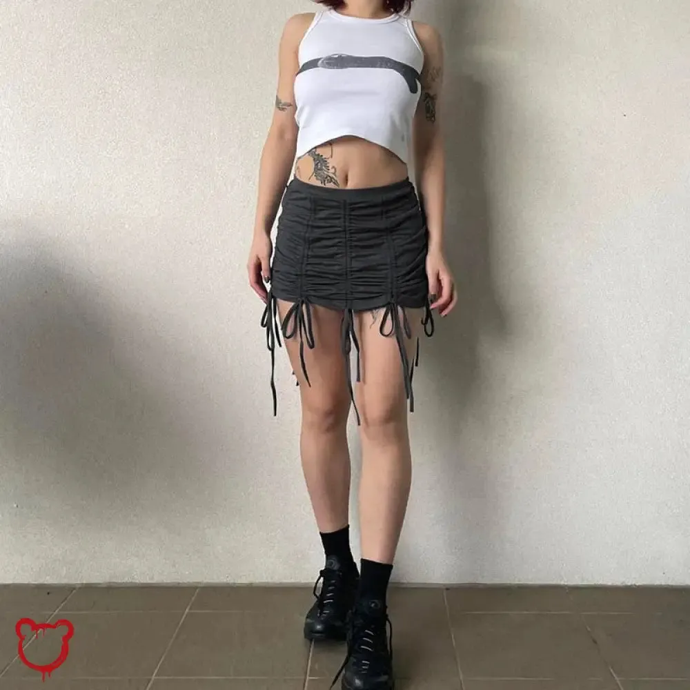 Grunge Tie High Waist Skirt