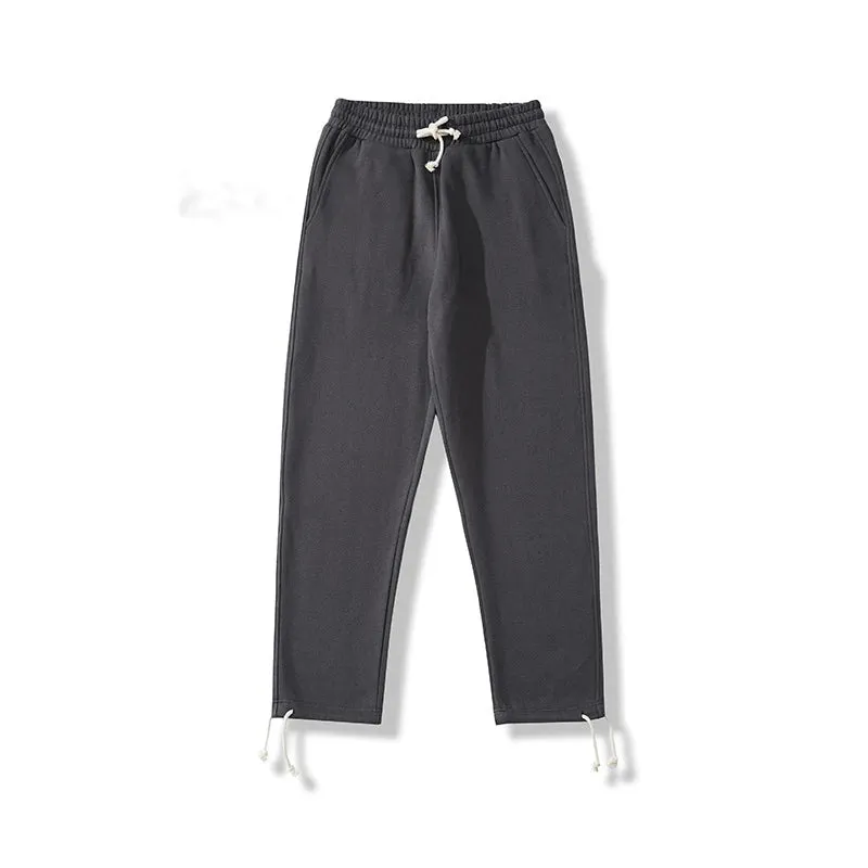 Heavyweight Fleece Pants - Winter Elastic Waist Leg Windproof Rope Straight Sweatpants for Men and Women