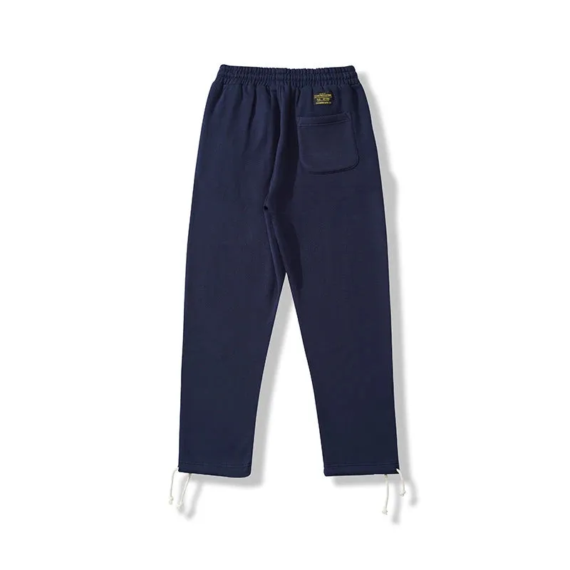 Heavyweight Fleece Pants - Winter Elastic Waist Leg Windproof Rope Straight Sweatpants for Men and Women