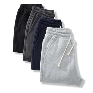 Heavyweight Fleece Pants - Winter Elastic Waist Leg Windproof Rope Straight Sweatpants for Men and Women