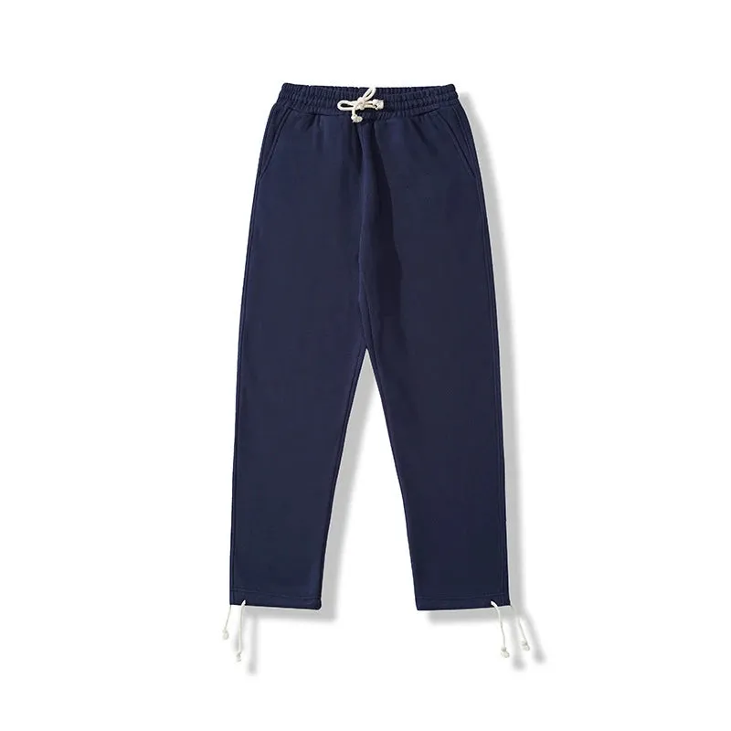 Heavyweight Fleece Pants - Winter Elastic Waist Leg Windproof Rope Straight Sweatpants for Men and Women