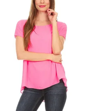 Hi-Low Hem Relaxed Fit Solid Top Pink - Pack of 6