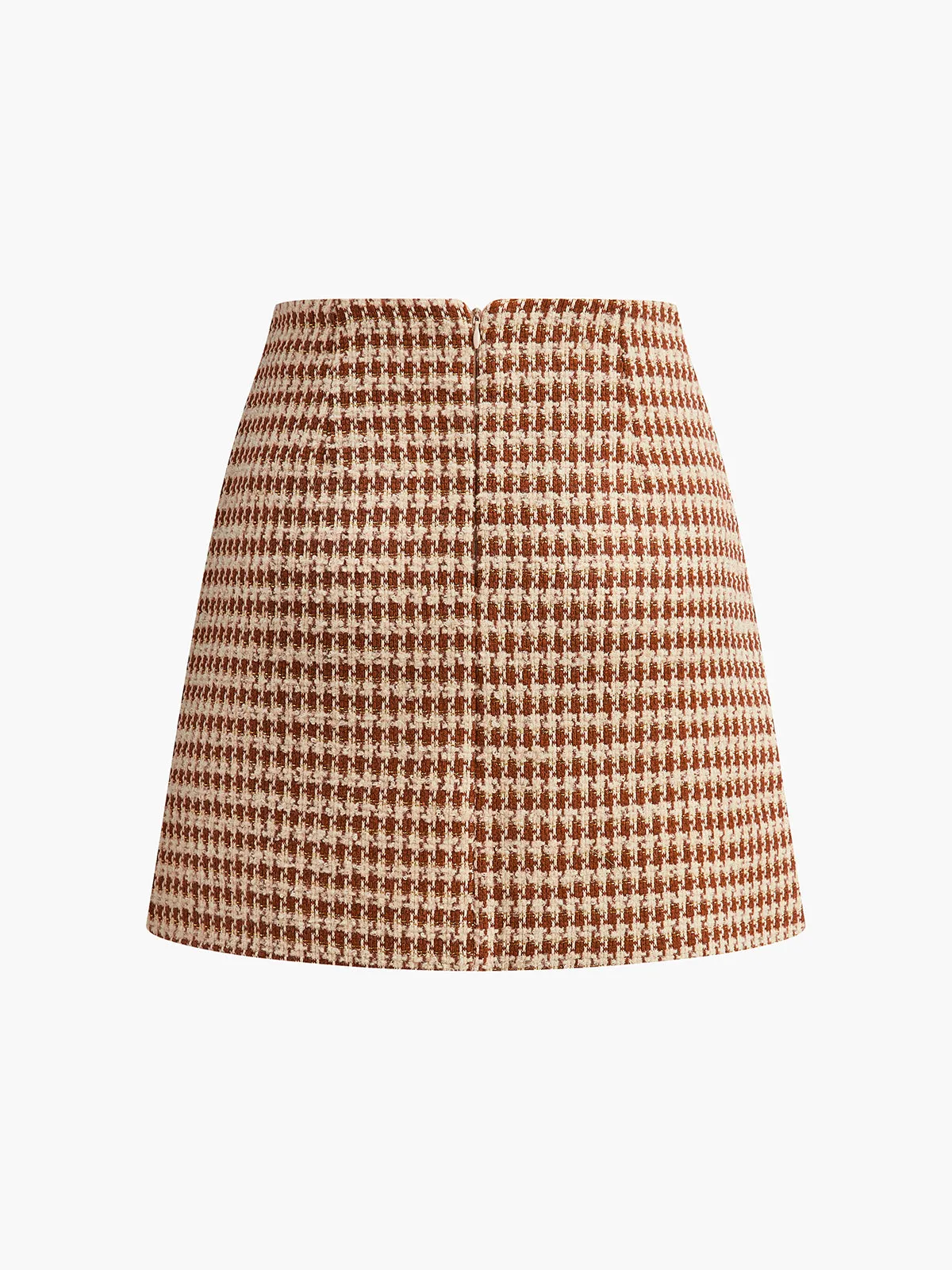 High-Waist Textured A-Line Zipper Skirt