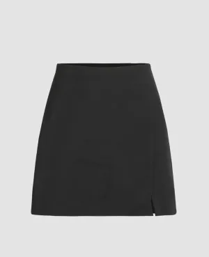 High Waist Zip Up Slit Mini Skirt