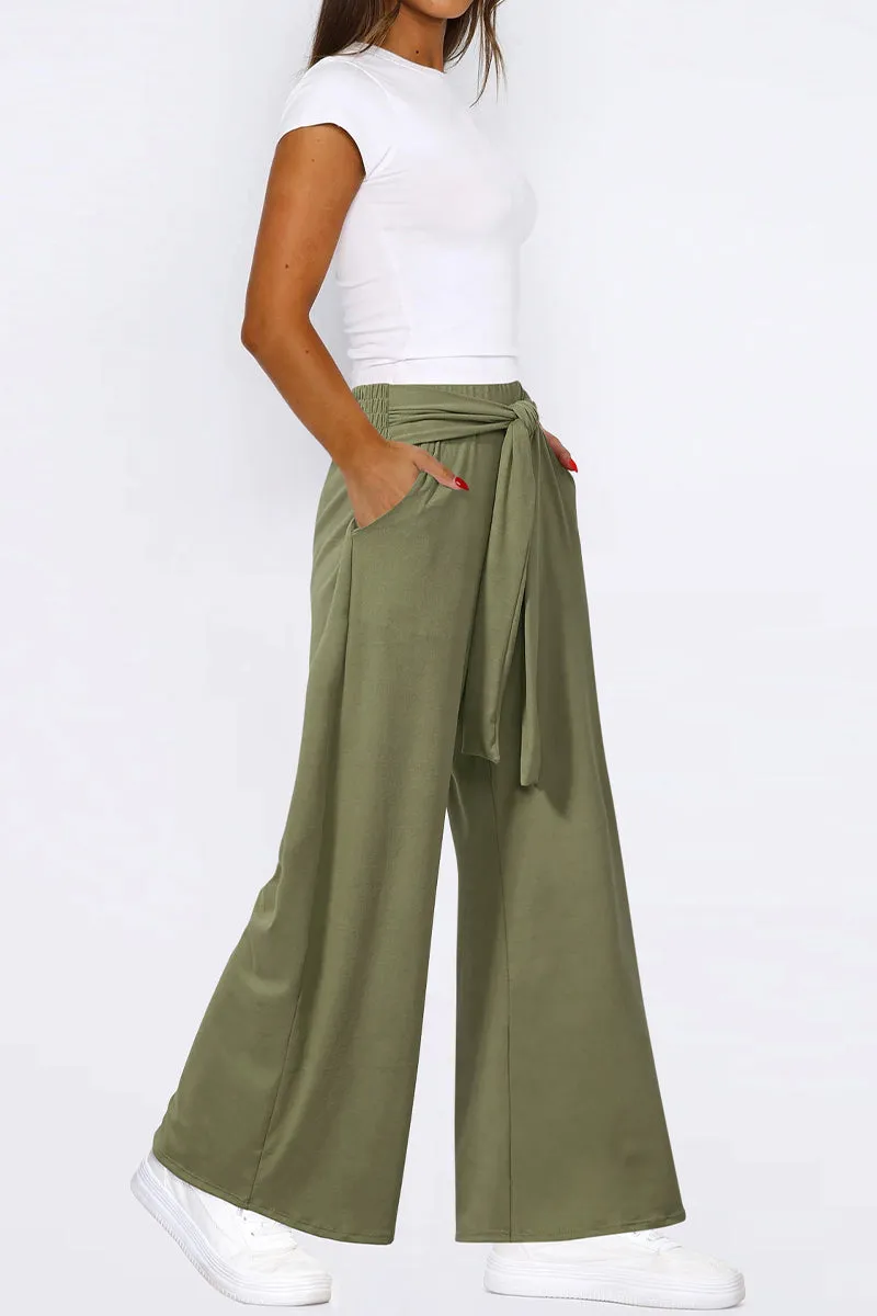 HPR1032 Tie-Waist Wide-Leg Pants Pants