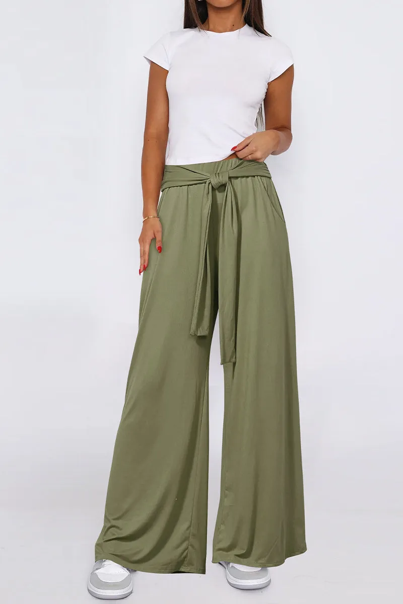 HPR1032 Tie-Waist Wide-Leg Pants Pants