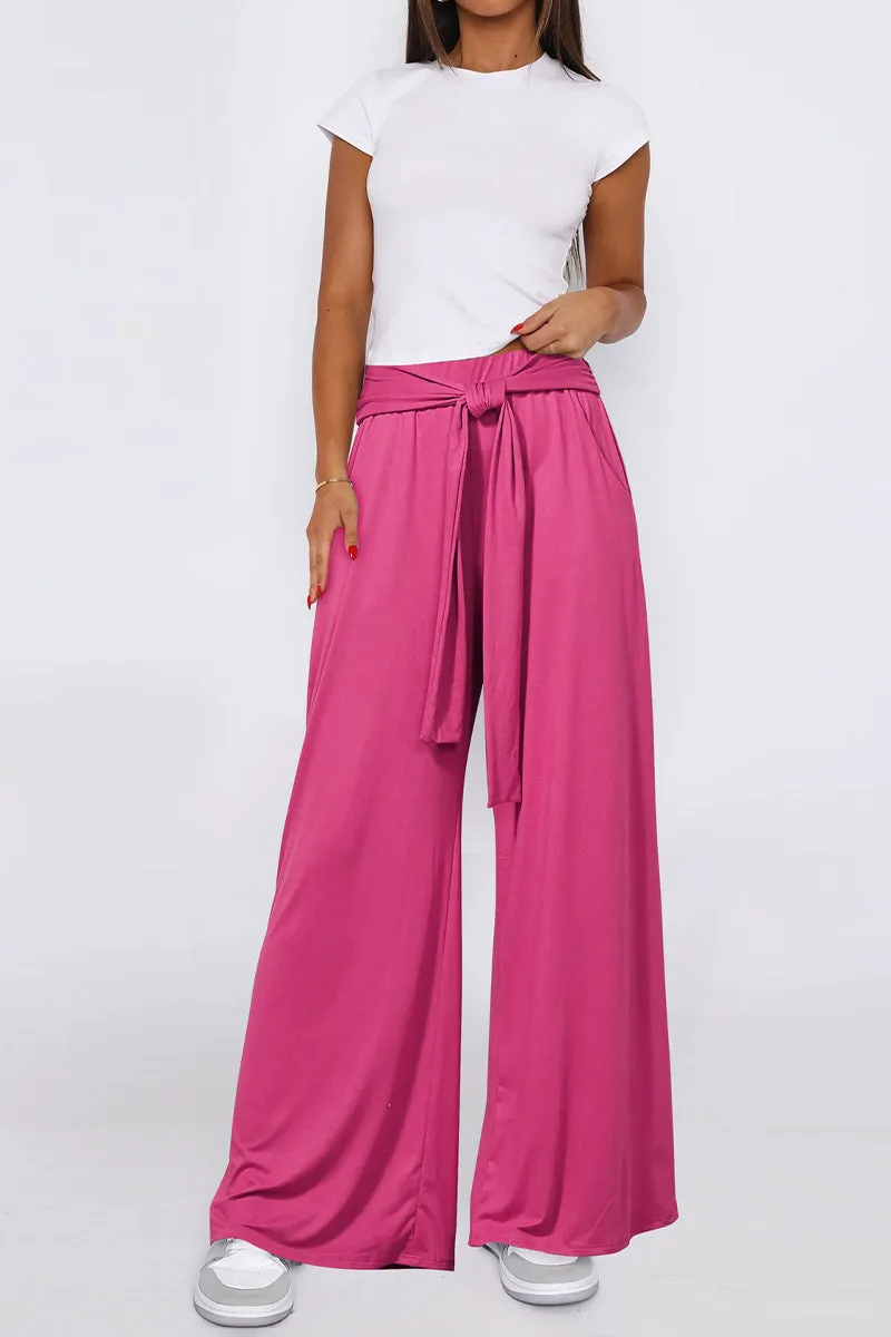 HPR1032 Tie-Waist Wide-Leg Pants Pants