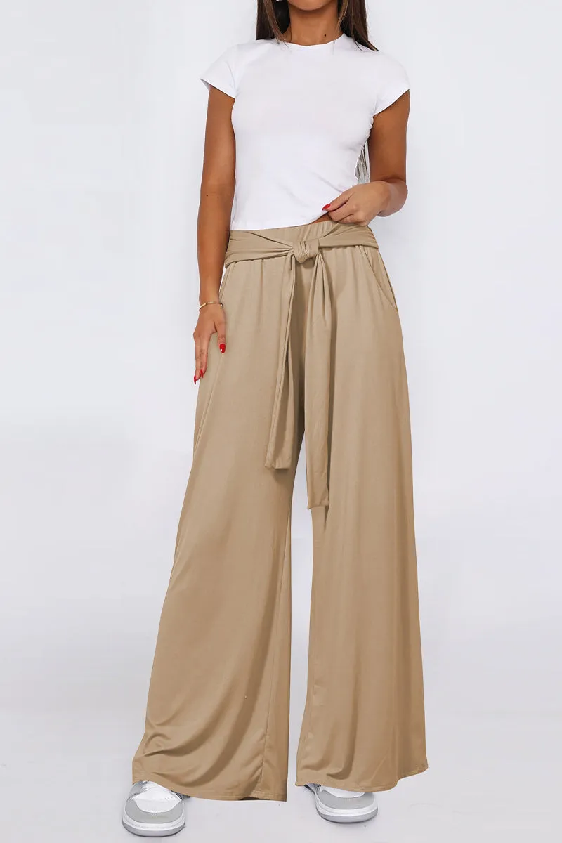 HPR1032 Tie-Waist Wide-Leg Pants Pants