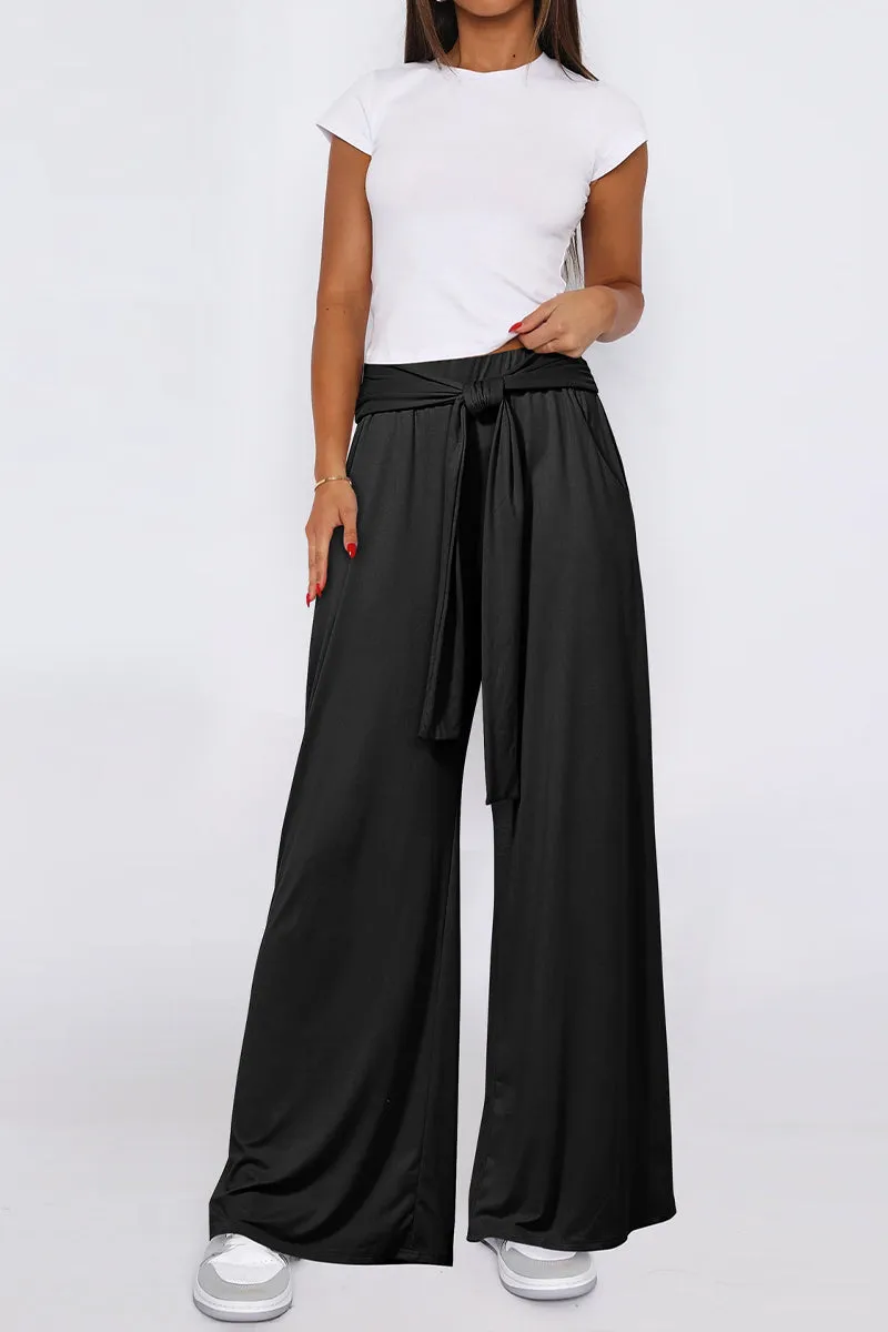HPR1032 Tie-Waist Wide-Leg Pants Pants