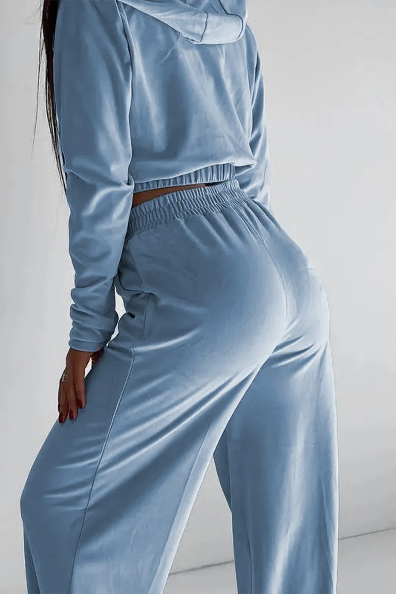 HUR1128 Solid Hooded Top & Pants Set