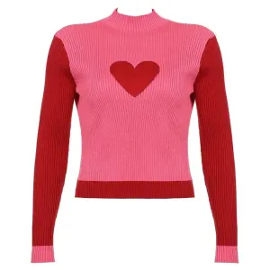 Indie Aesthetic Turtleneck Sweater with Heart Print for Y2K Style