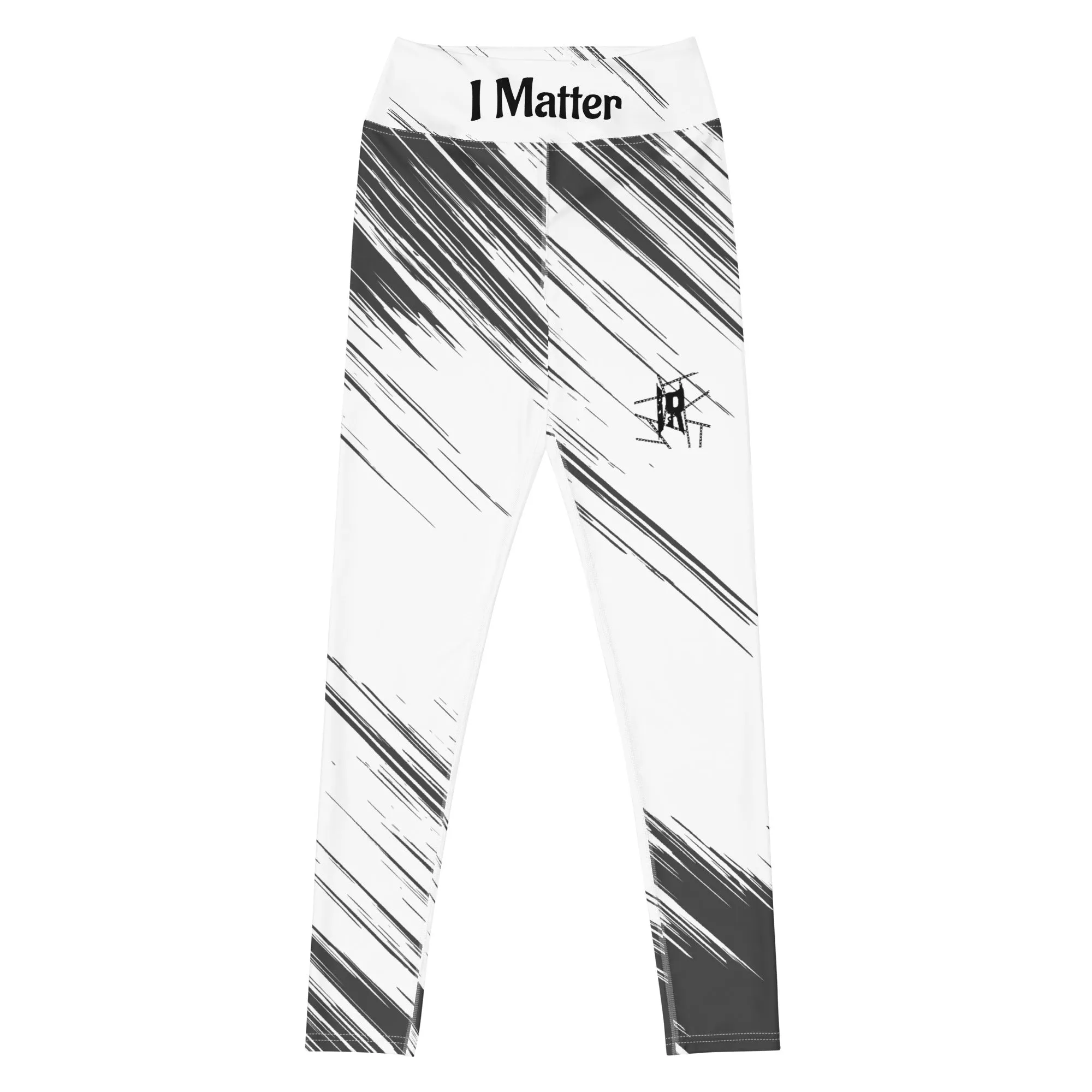 IR Mid Waisted Yoga Leggings white/black abstract with small logo / I Matter - Beat the odds