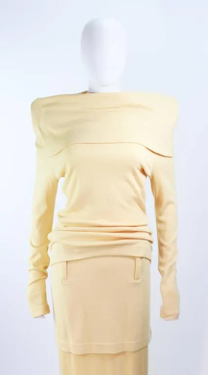 ISSEY MIYAKI Yellow Two Piece Skirt and Sweater Ensemble Size 4-8