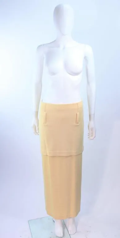 ISSEY MIYAKI Yellow Two Piece Skirt and Sweater Ensemble Size 4-8