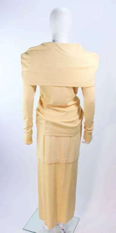 ISSEY MIYAKI Yellow Two Piece Skirt and Sweater Ensemble Size 4-8