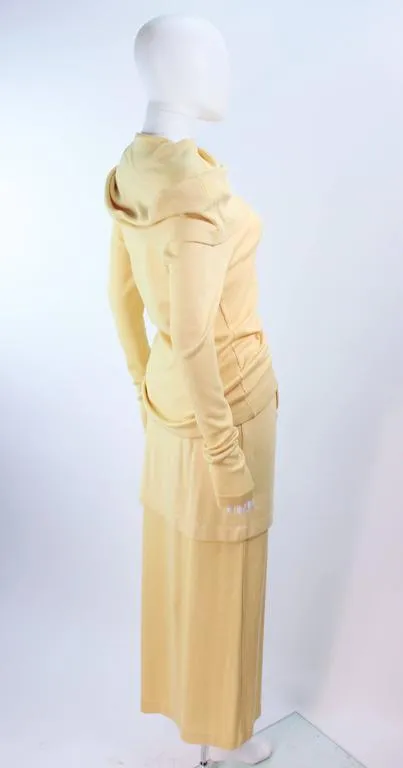 ISSEY MIYAKI Yellow Two Piece Skirt and Sweater Ensemble Size 4-8