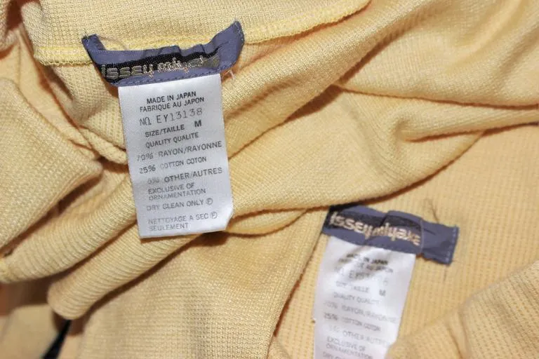 ISSEY MIYAKI Yellow Two Piece Skirt and Sweater Ensemble Size 4-8