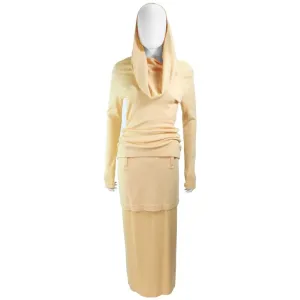 ISSEY MIYAKI Yellow Two Piece Skirt and Sweater Ensemble Size 4-8