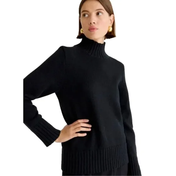 J. Crew Cotton Turtleneck Sweater in Black Size Medium