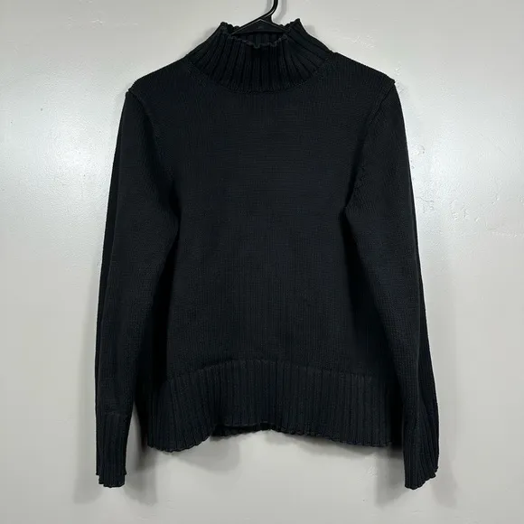 J. Crew Cotton Turtleneck Sweater in Black Size Medium