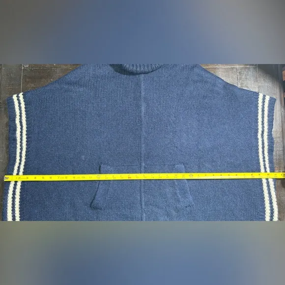 J. Crew Relaxed Turtleneck Poncho with Striped Border Merino Wool / Alpaca XS/S