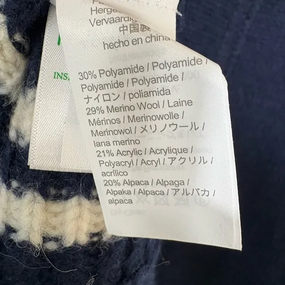J. Crew Relaxed Turtleneck Poncho with Striped Border Merino Wool / Alpaca XS/S