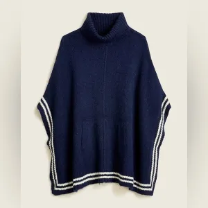 J. Crew Relaxed Turtleneck Poncho with Striped Border Merino Wool / Alpaca XS/S