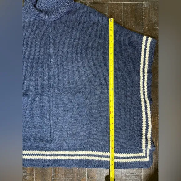 J. Crew Relaxed Turtleneck Poncho with Striped Border Merino Wool / Alpaca XS/S