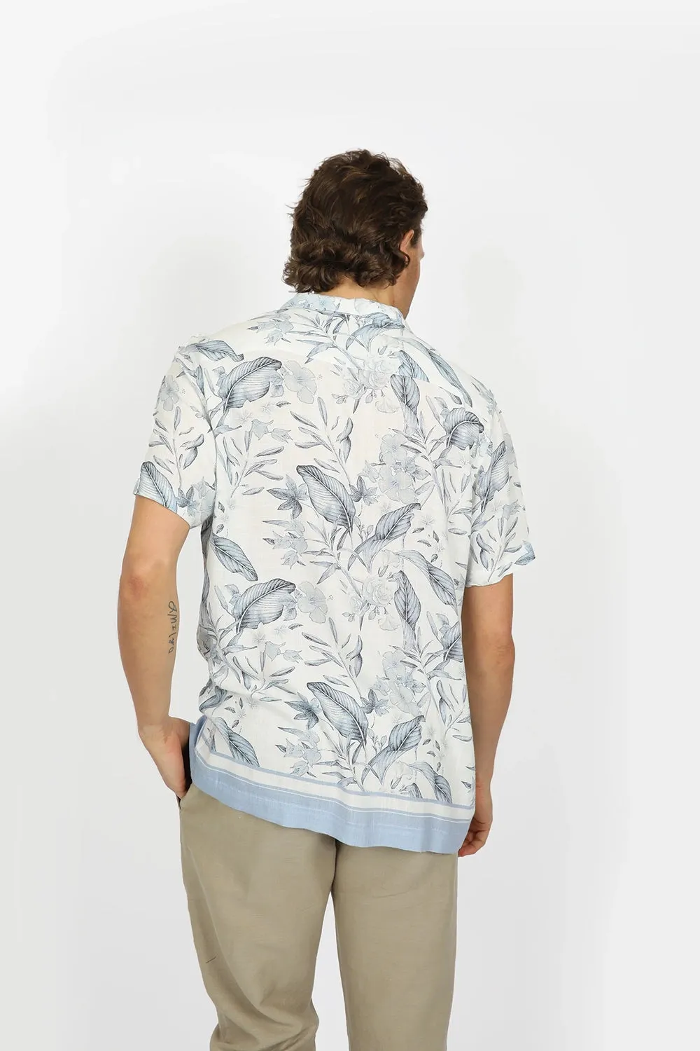JAMES HARPER RELAXED FIT CUBAN COLLAR BORDER S/S SHIRT JHS572