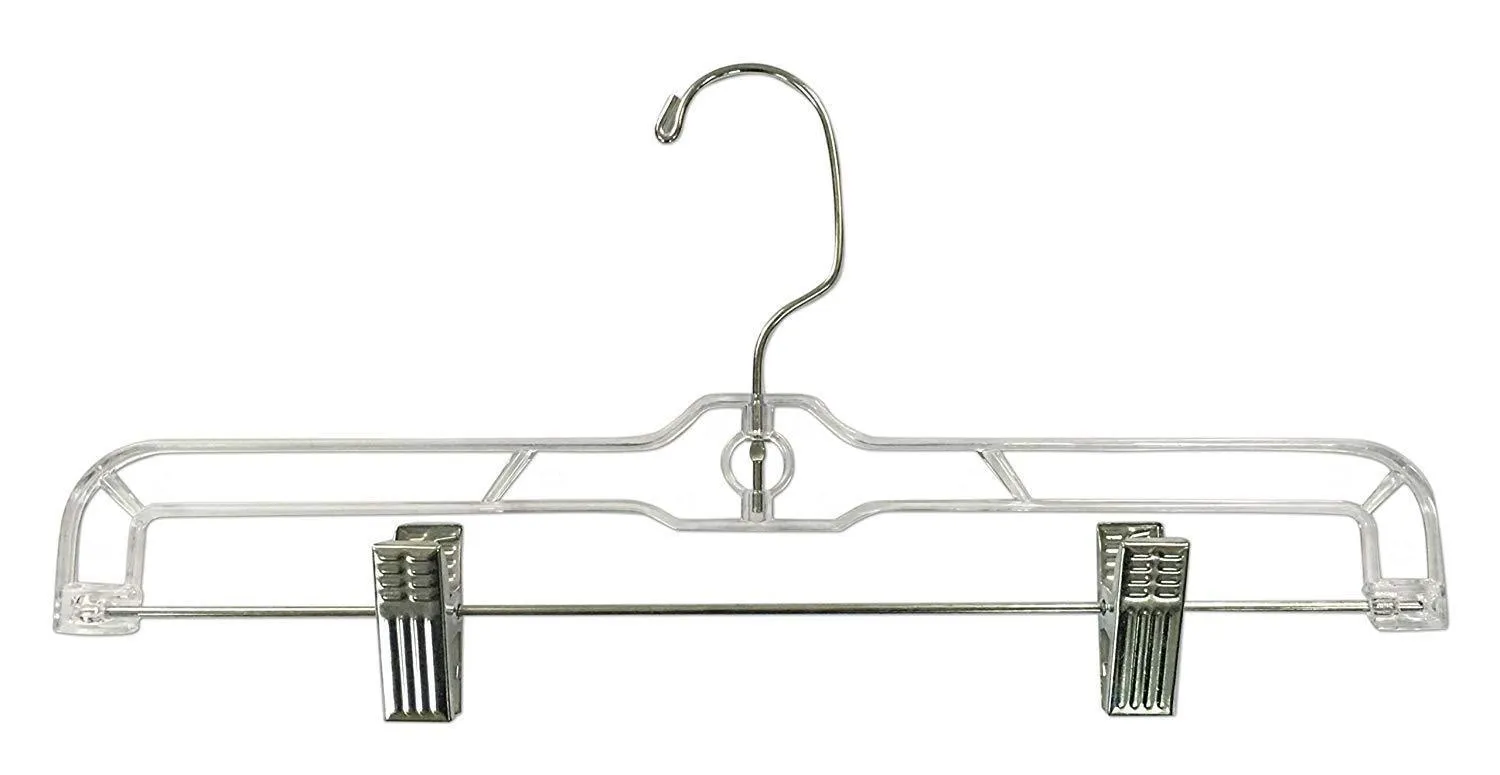 Jeronic 12 Pack Slack Pant Hangers Skirt Hangers with Clips, Clear