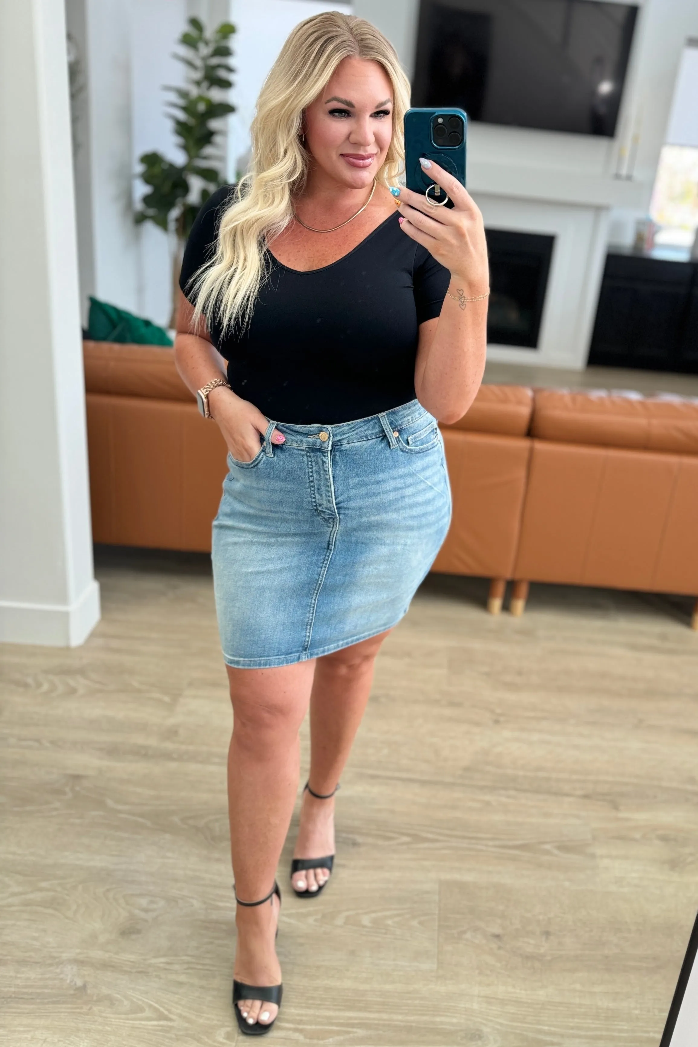 Judy Blue High-Rise Tummy Control Denim Skirt