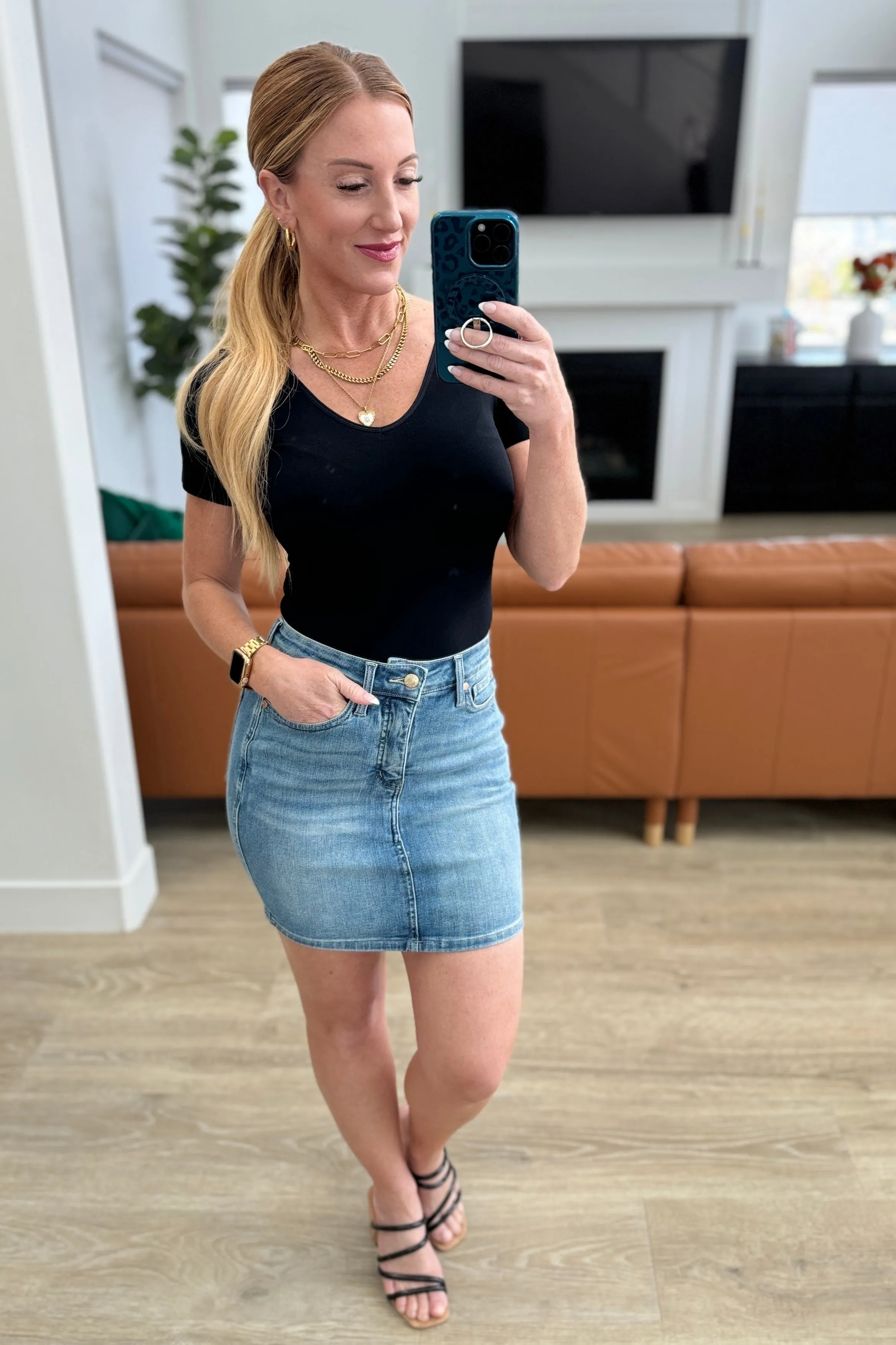Judy Blue High-Rise Tummy Control Denim Skirt