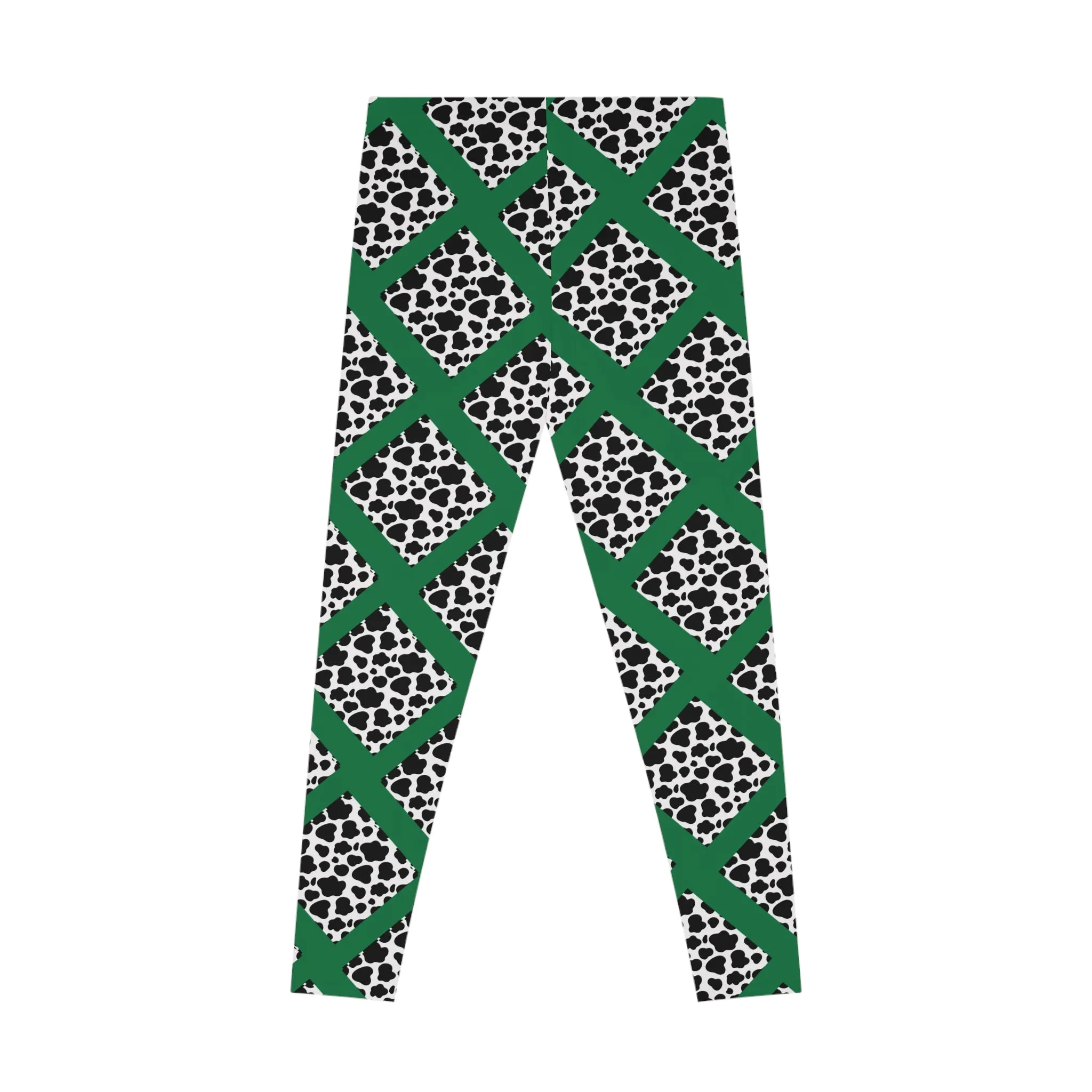 Jungle Beat Green Stripe with Cow Print Leggings