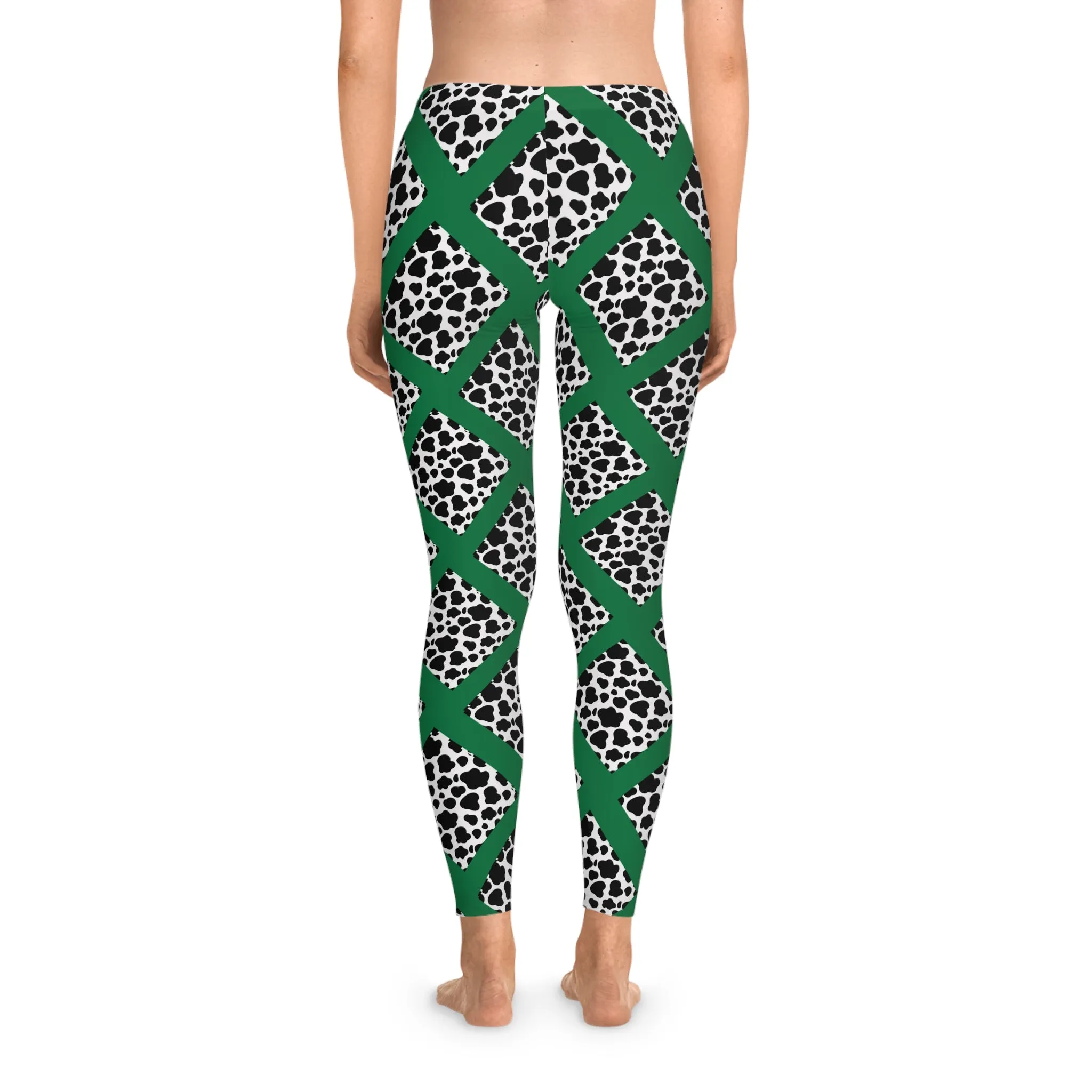 Jungle Beat Green Stripe with Cow Print Leggings