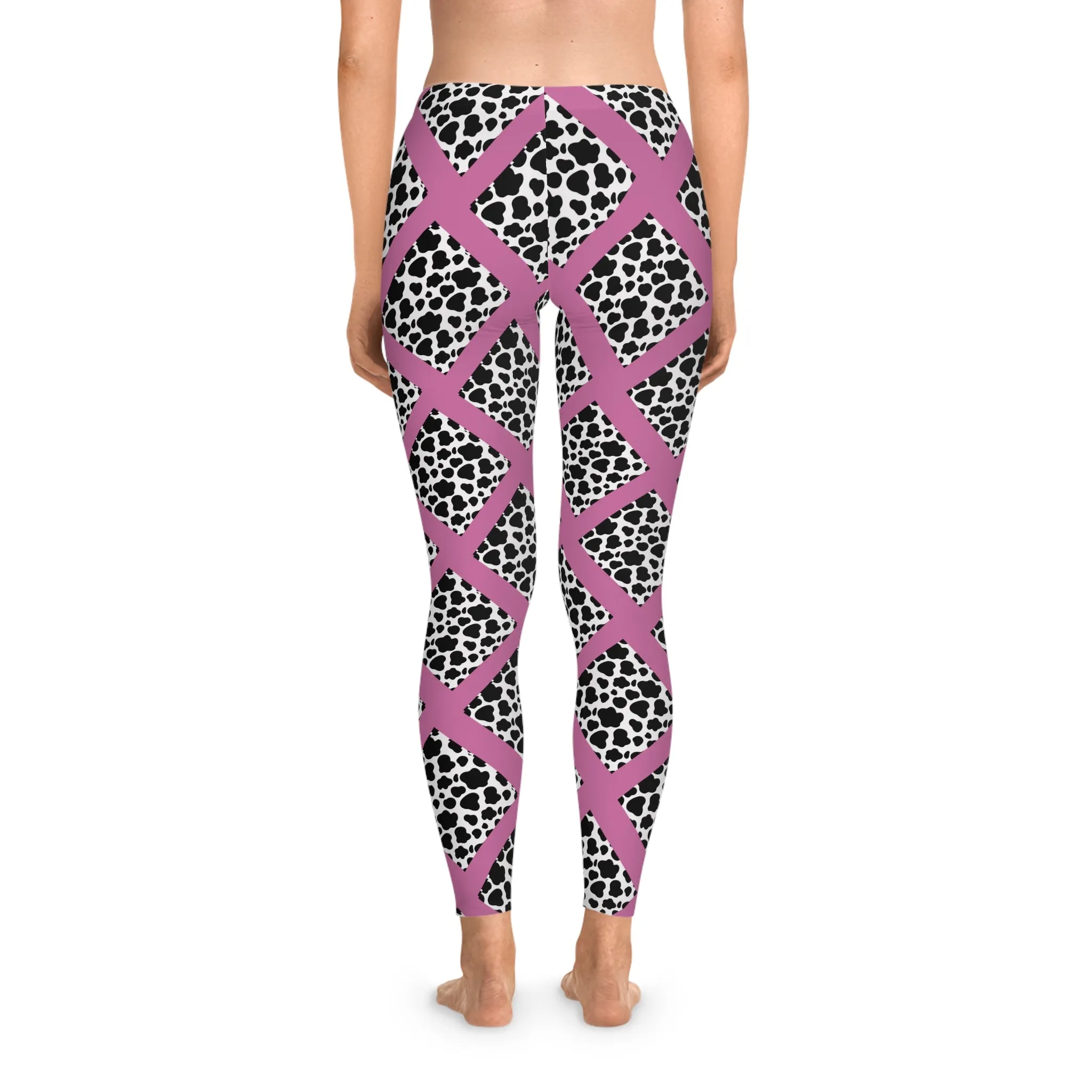 Jungle Beat Light Pink Cow Print Leggings