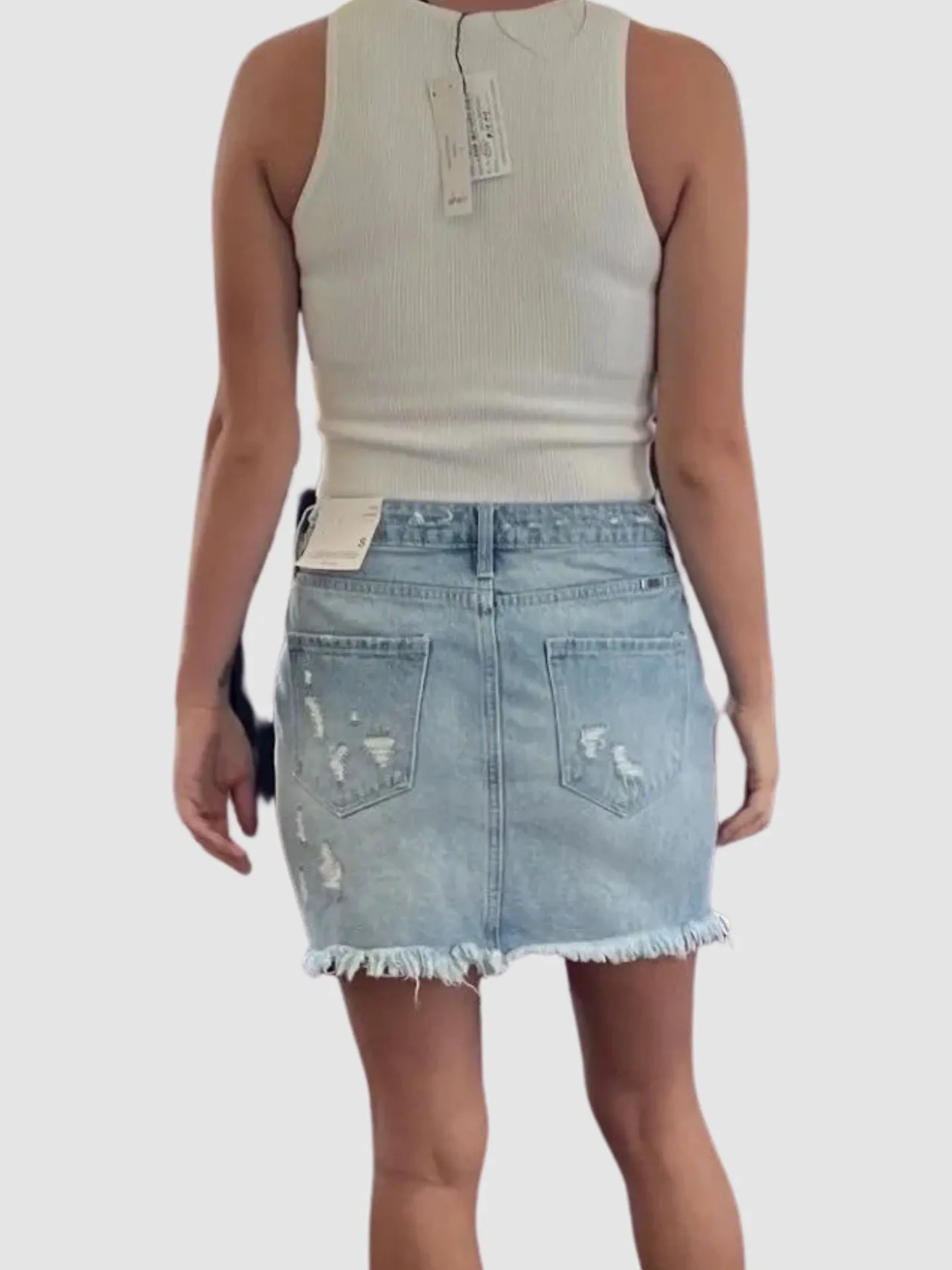 KanCan Distressed Mini with Frayed Hem