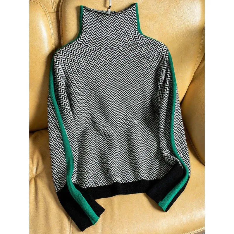 Karolina - Geometrisch gestrickter Rollkragenpullover