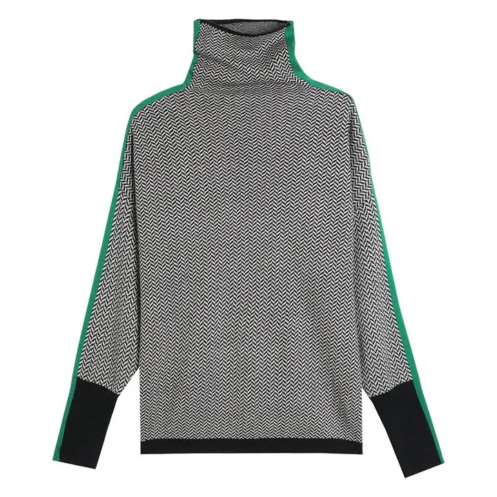 Karolina - Geometrisch gestrickter Rollkragenpullover