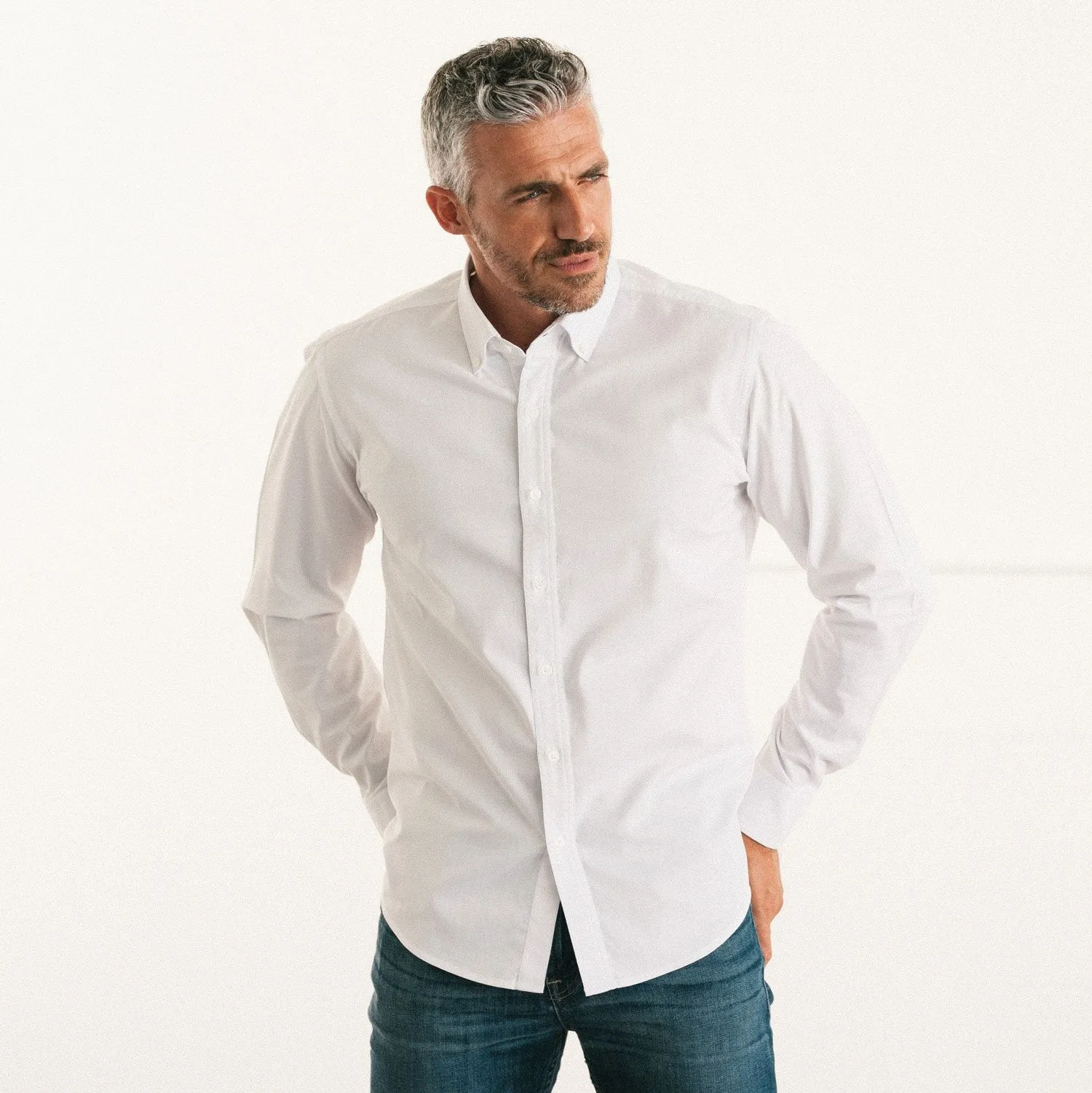 Kimpton Essential Casual Shirt HBC - Classic White Cotton Twill