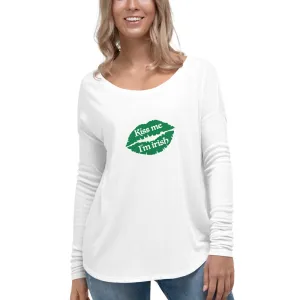 Kiss Me I'm Irish - Ladies' Long Sleeve Tee