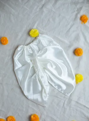Klingaru White Satin Kanha Dhoti for Kurtas