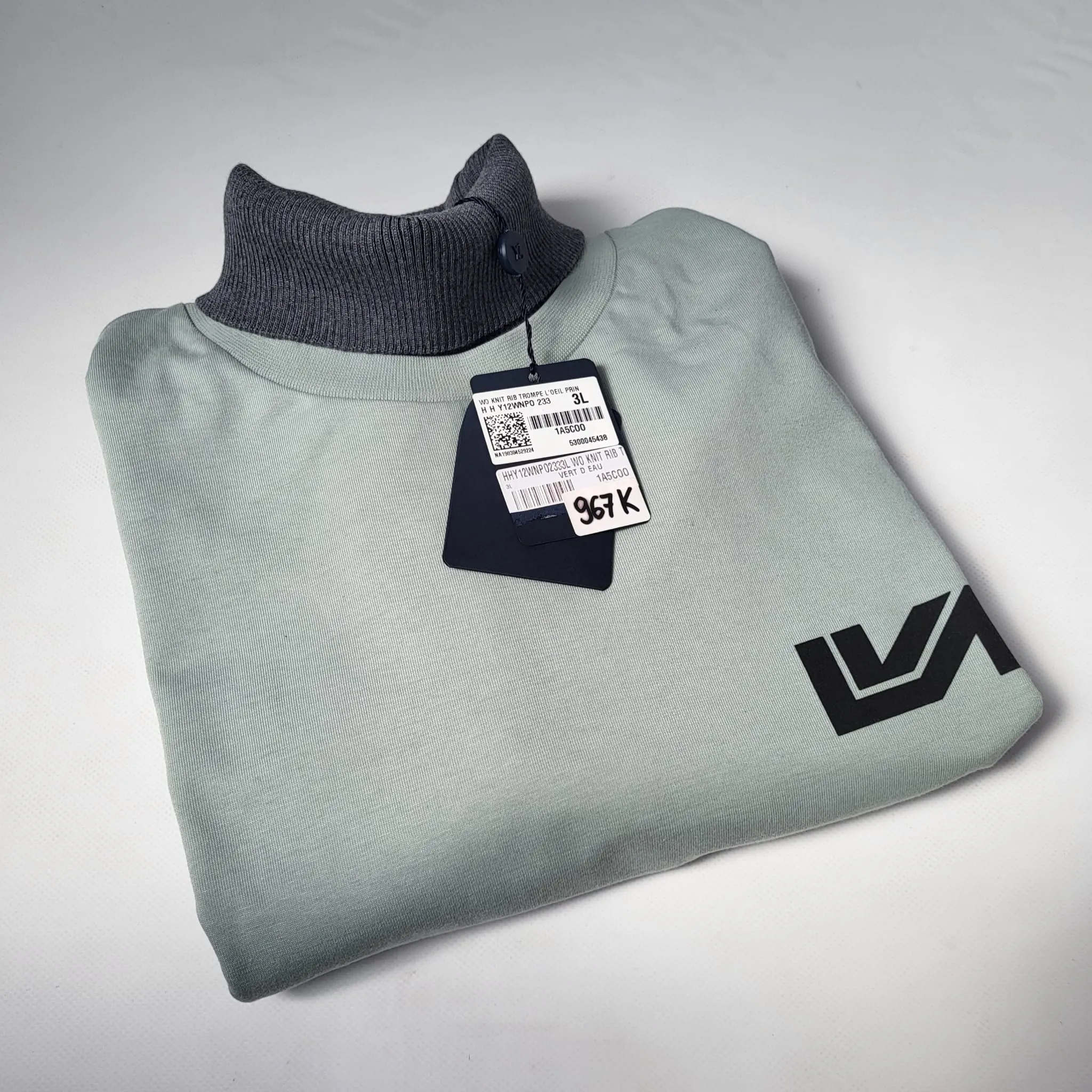Knit Rib Trompe L'Oeil Printed Sweater