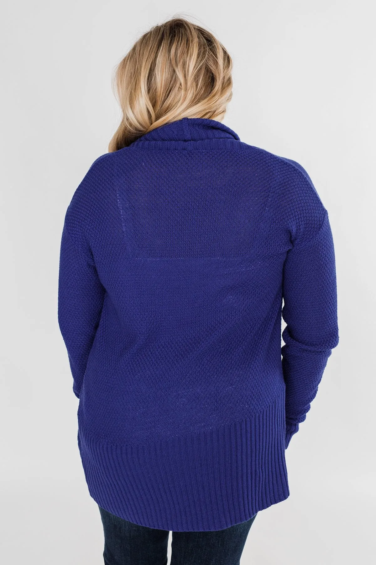 Knitted Drape Cardigan- Royal Blue