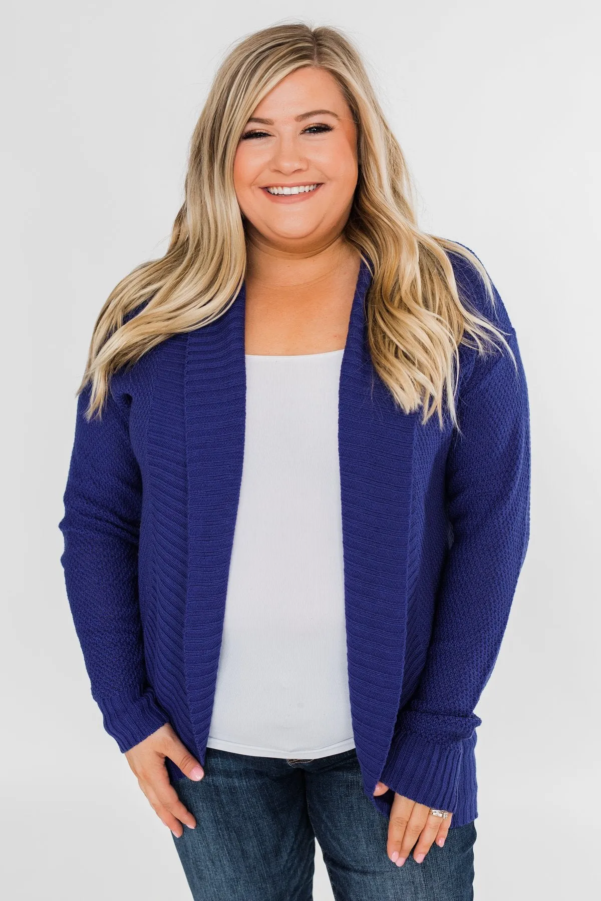 Knitted Drape Cardigan- Royal Blue