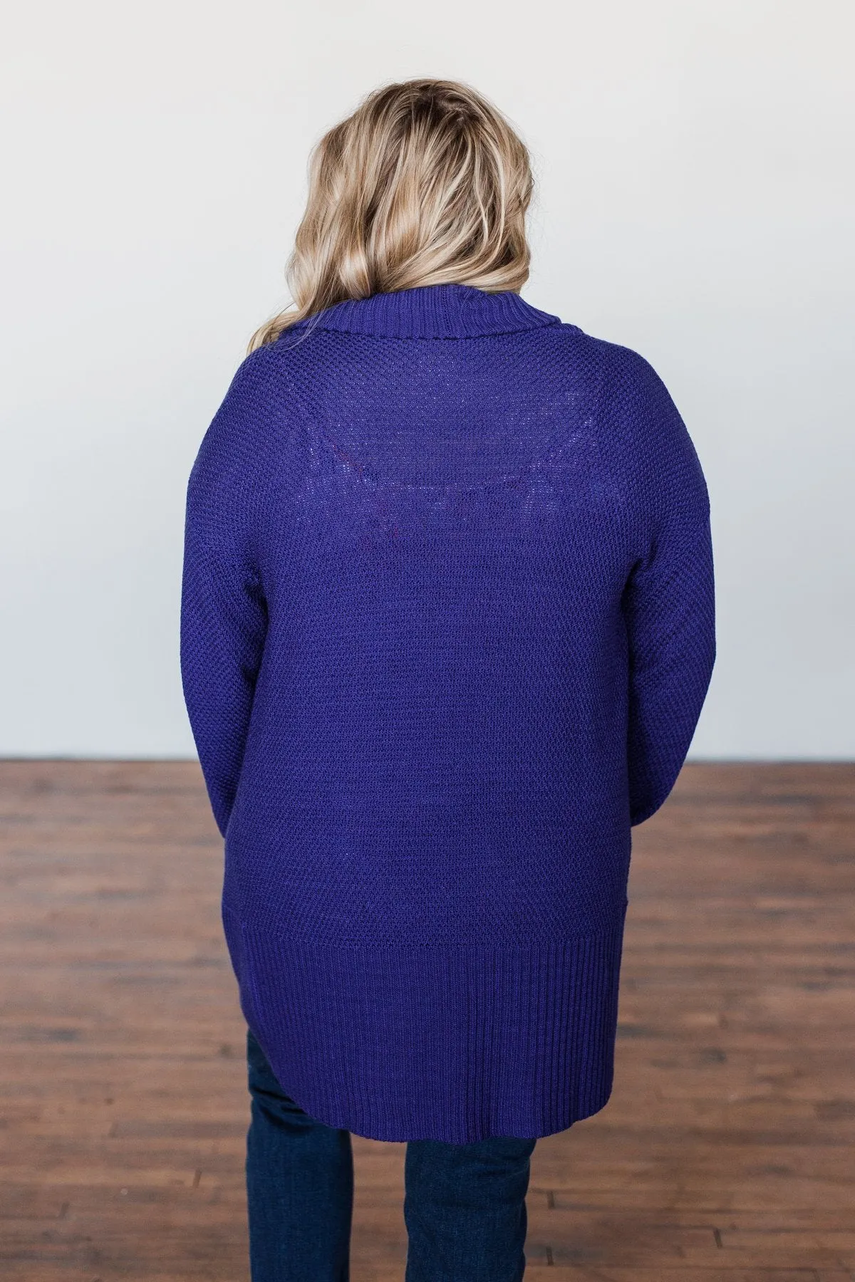 Knitted Drape Cardigan- Royal Blue