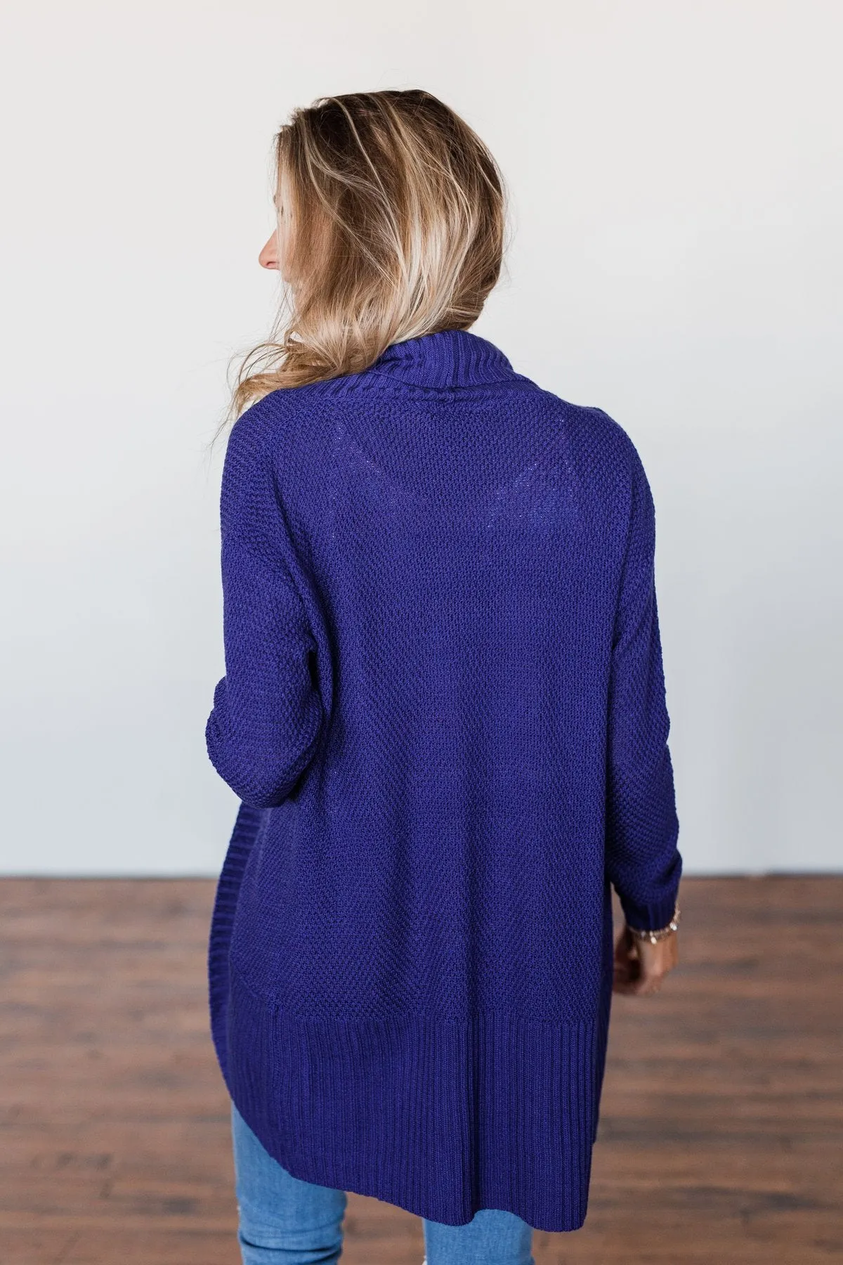 Knitted Drape Cardigan- Royal Blue