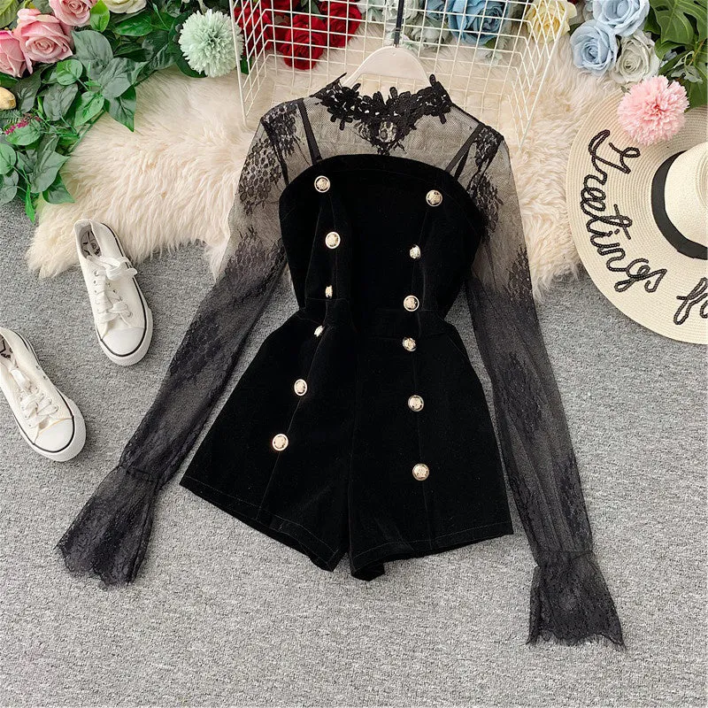 Lace embroidery suit KF81798