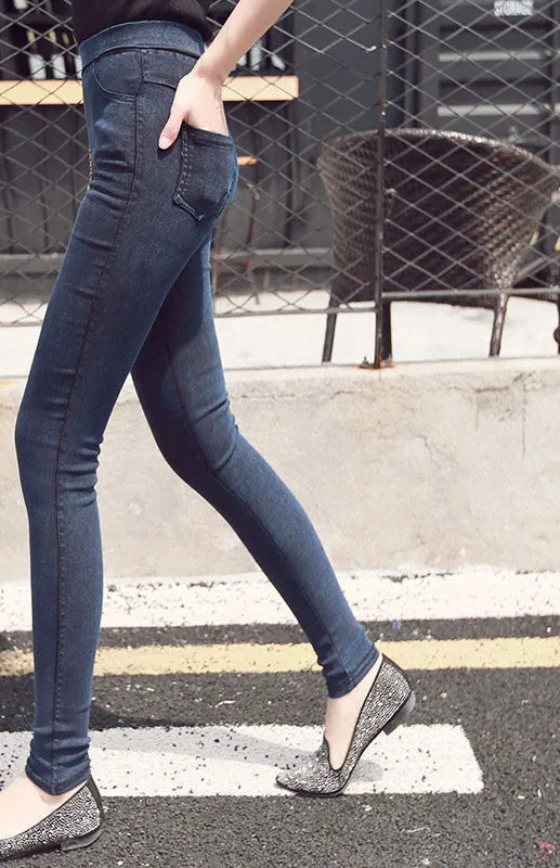 Ladies Casual Stretch Denim Jeans Leggings Jeggings Pencil Pants Thin Skinny Leggings Jeans Womens Clothing
